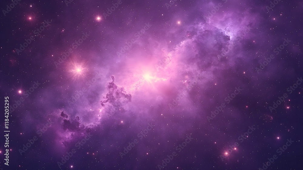 Obraz premium Vibrant Purple Nebula, Cosmic Galaxy Scene, Stars and Nebulae Background Image