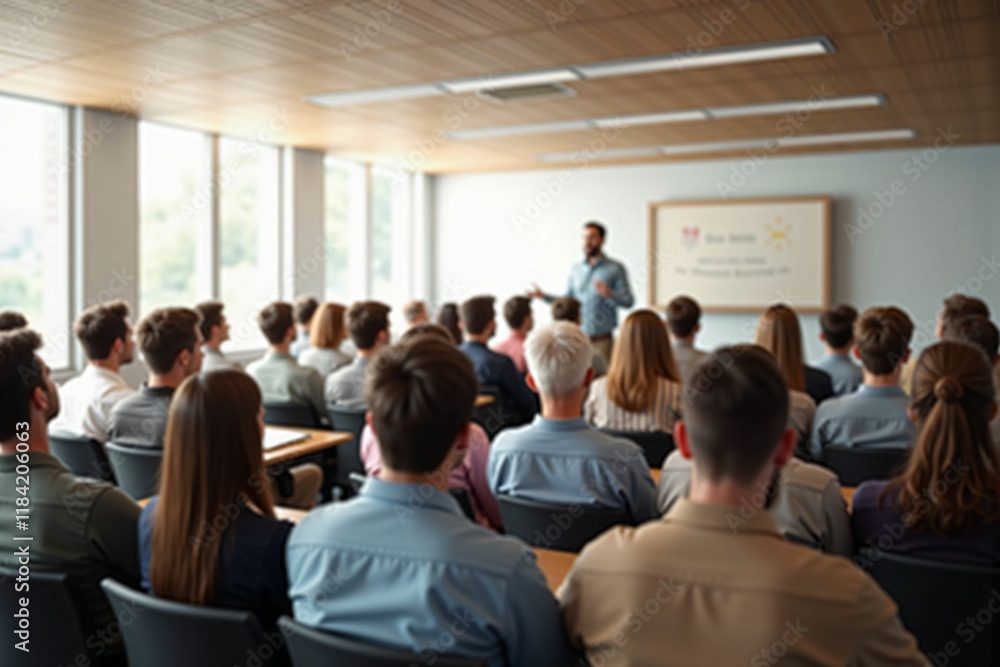 Professional Business Conference with Engaged Audience in a Modern Meeting Room during Presentation Professional Business Conference with Engaged Audience in a Modern Meeting Room during Presentation