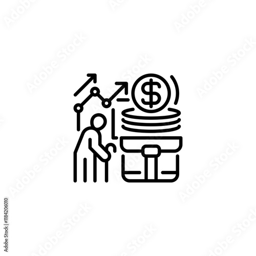 Retirement Fund line icon. Universal creative premium symbol. Vector sign icon logo template. Vector illustration