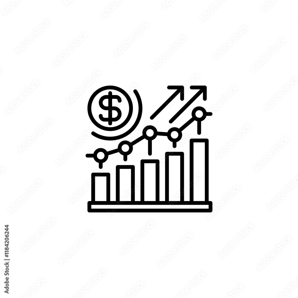 Growth Chart line icon. Universal creative premium symbol. Vector sign icon logo template. Vector illustration Growth Chart line icon. Universal creative premium symbol. Vector sign icon logo template. Vector illustration