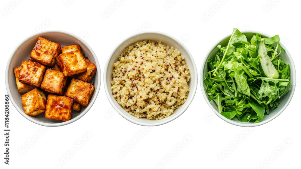 Healthy vegetarian meal set tofu quinoa and greens japan food photography Healthy vegetarian meal set tofu quinoa and greens japan food photography