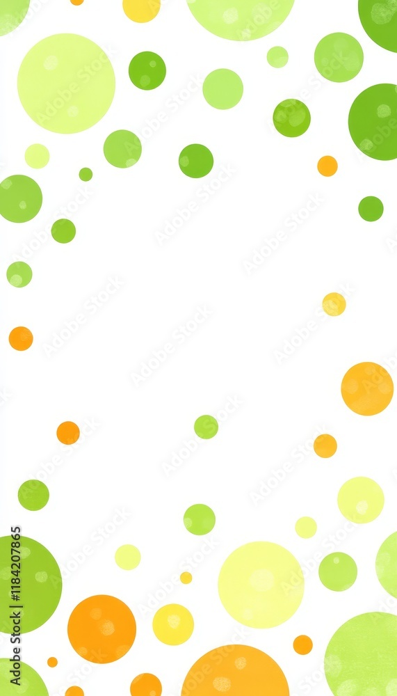 Cheerful Green Yellow Orange Polka Dot Pattern With Gradient Background And Copy Space Cheerful Green Yellow Orange Polka Dot Pattern With Gradient Background And Copy Space