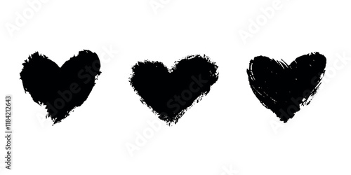 Set of simple hand drawn heart drawing illustration Scribble heart doodle Love clipart