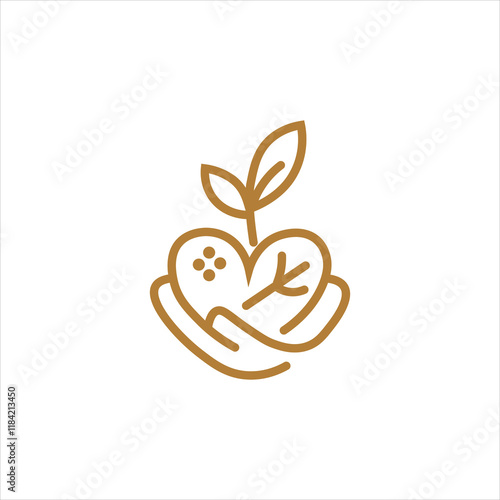 Heart with leaves minimal logo