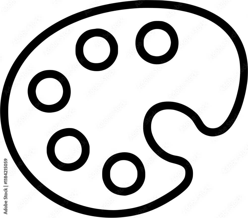 Palette in outline icon style, art and design theme. Palette in outline icon style, art and design theme.
