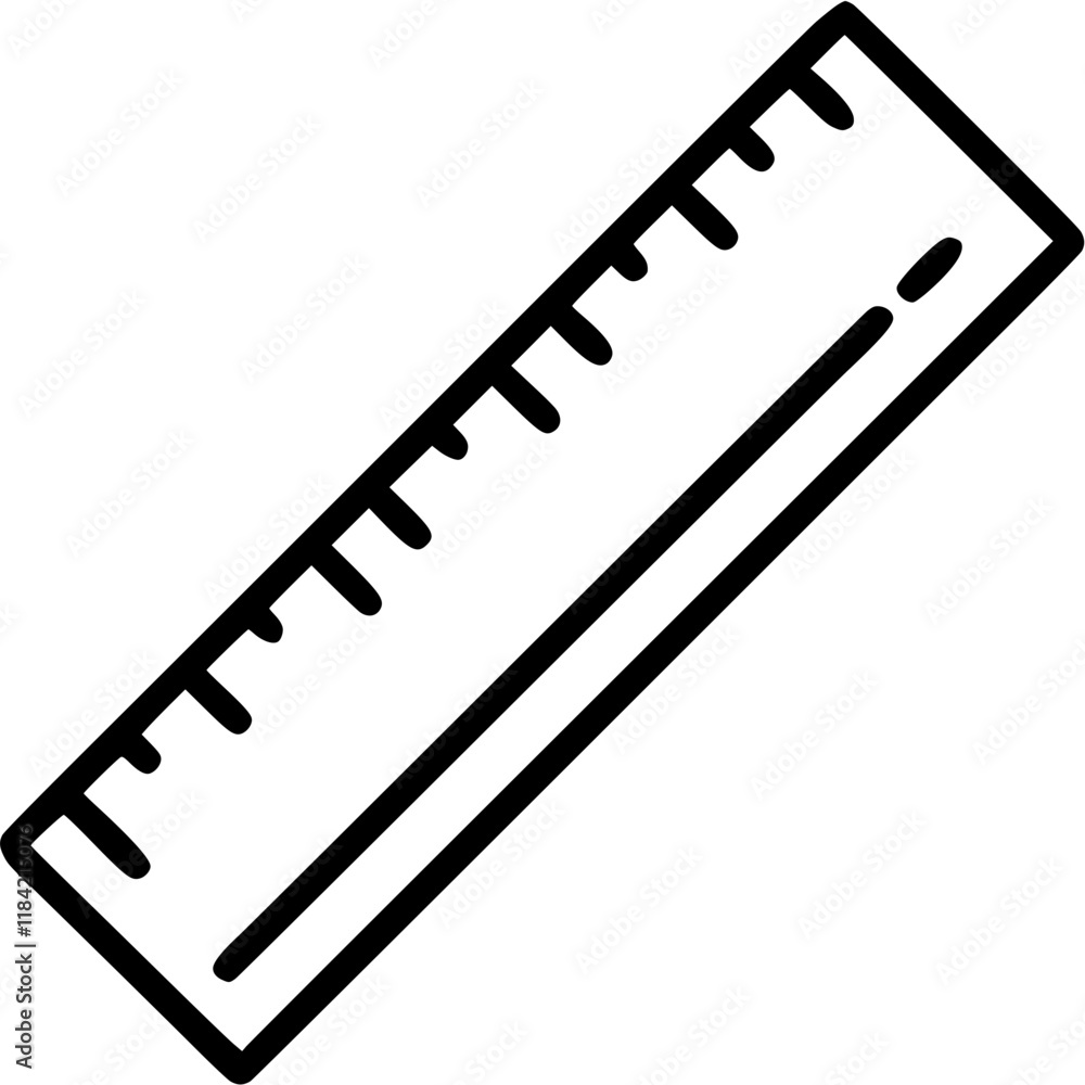 Ruler in outline icon style, art and design theme. Ruler in outline icon style, art and design theme.