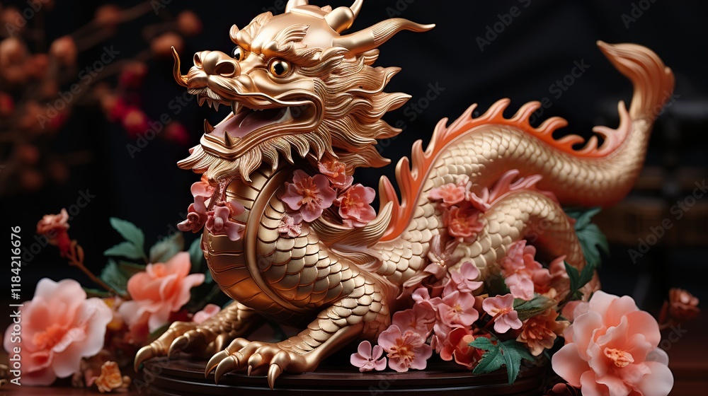 Fototapeta premium , the dragon zodiac cute dragon wear chinese clothes 
