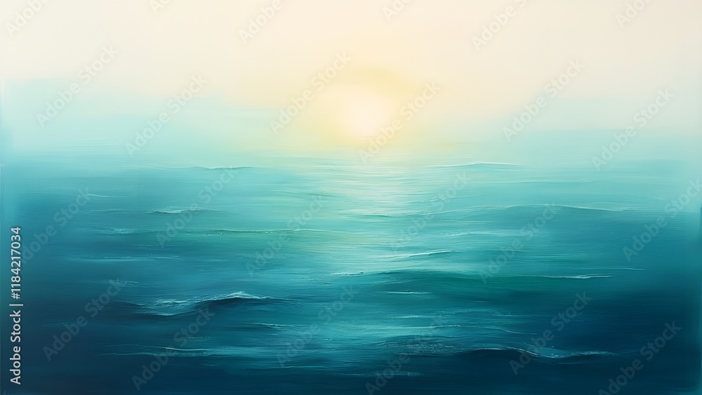 Serene Ocean Sunset, Abstract Gradient of Blues and Greens - AI-Generated Coastal Artwork Serene Ocean Sunset, Abstract Gradient of Blues and Greens - AI-Generated Coastal Artwork