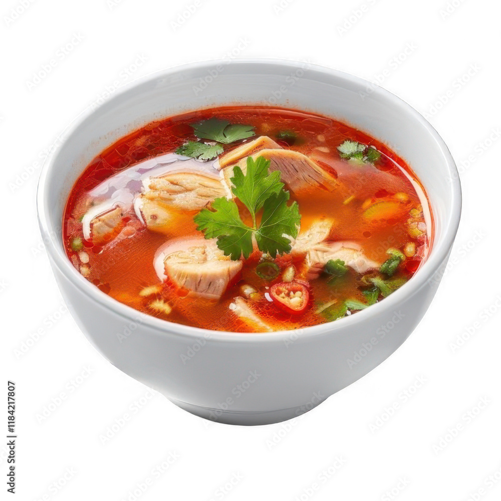 Tom yum kung, tom yum spicy soup with shrimp, prawns, squid, squid, noodles in bowl Tom yum kung, tom yum spicy soup with shrimp, prawns, squid, squid, noodles in bowl