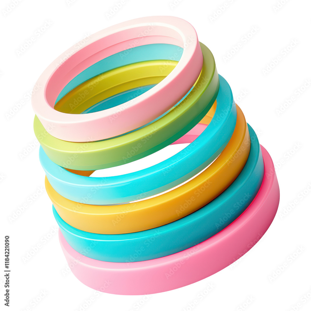 Obraz premium Colorful stacking rings for playful learning indoor environment engaging toys in focus