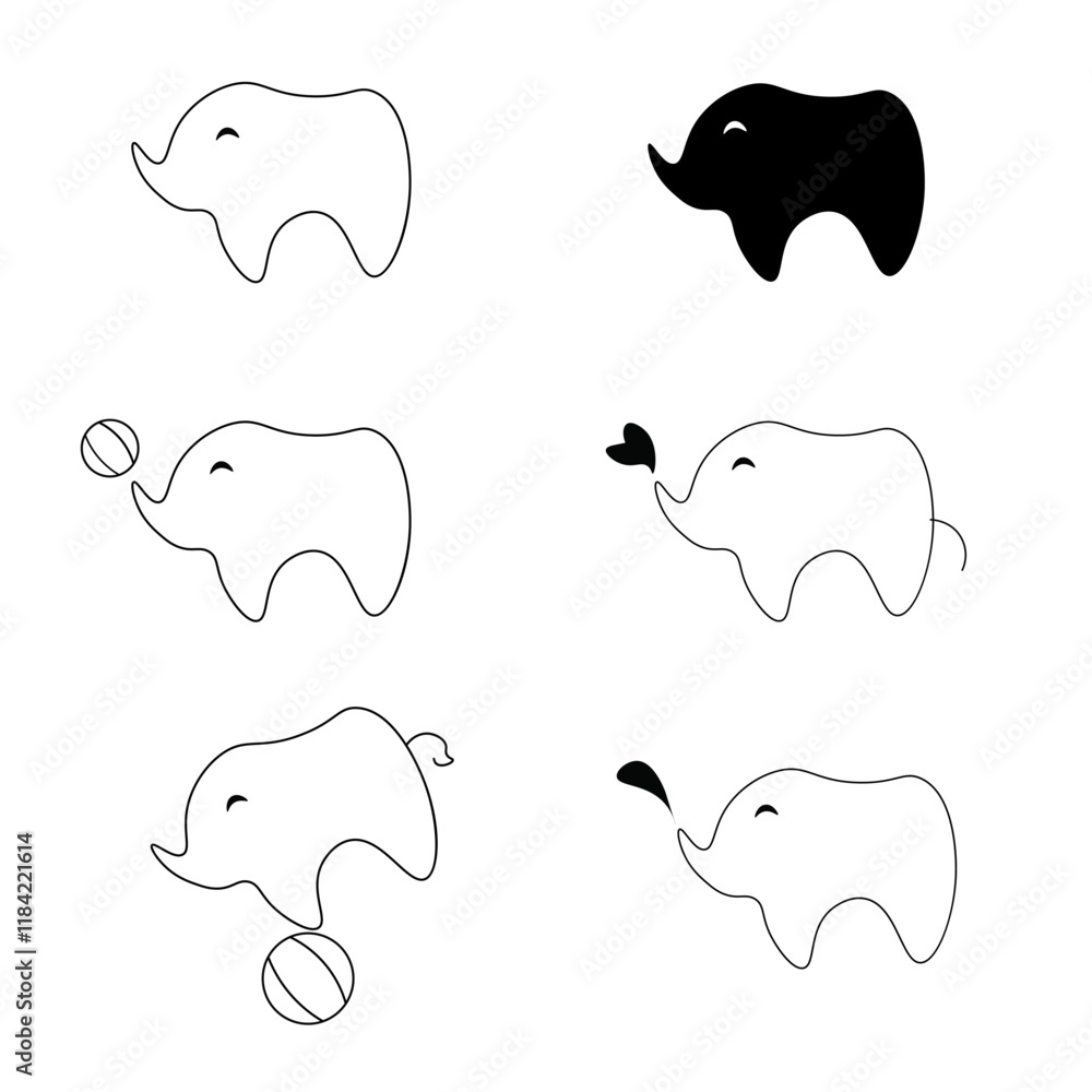 Obraz premium Elephant logo, icon vector, Elephant zoo safari logo design template, Elephant icon Vector.