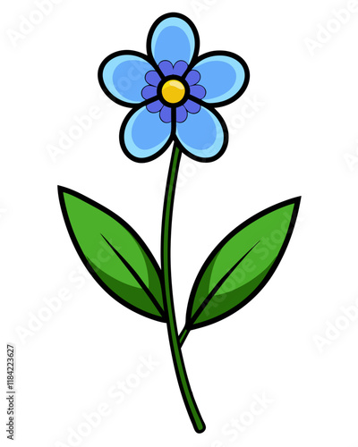 Forget-Me-Not Flower Vector Illustration, Delicate Botanical Floral Design