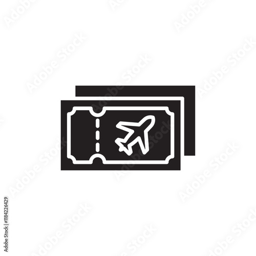 Airline ticket icon Line Art Logo set