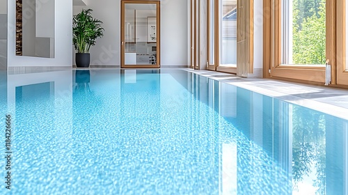 Indoor Pool  Luxury Home  Modern Design  Blue Water  Relaxation