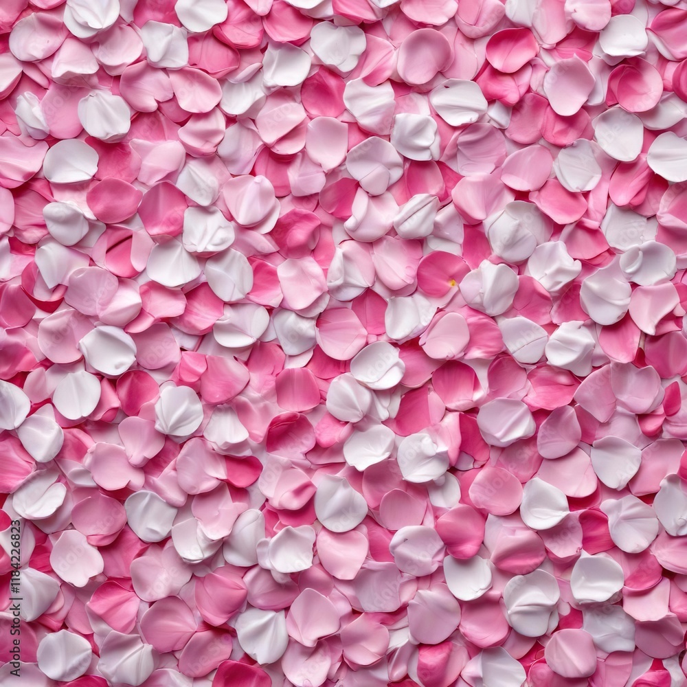 Obraz premium Mosaic of abstract rose petals in shades of pink and white background , landscape, colors, petal