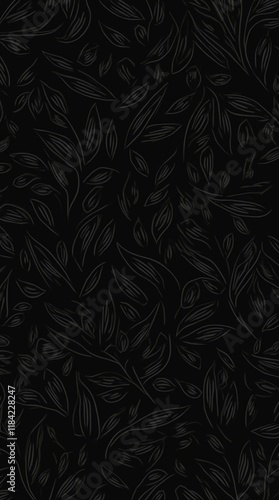 Wallpaper Mural Elegant Dark Leaf Pattern Torontodigital.ca