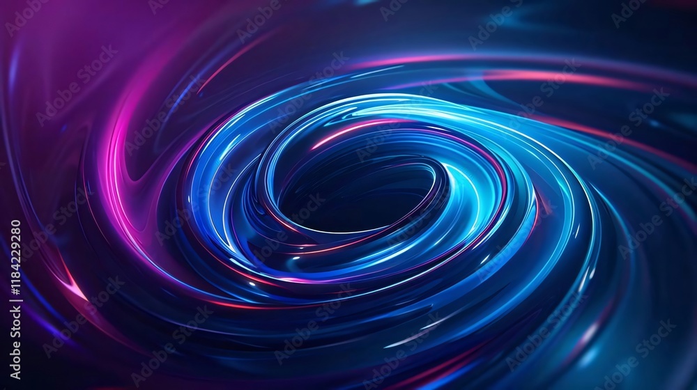 Abstract swirling neon vortex, digital art. Abstract swirling neon vortex, digital art.