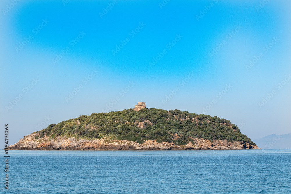 Naklejka premium Isola di Cirella island off the coast of Italy near Diamante