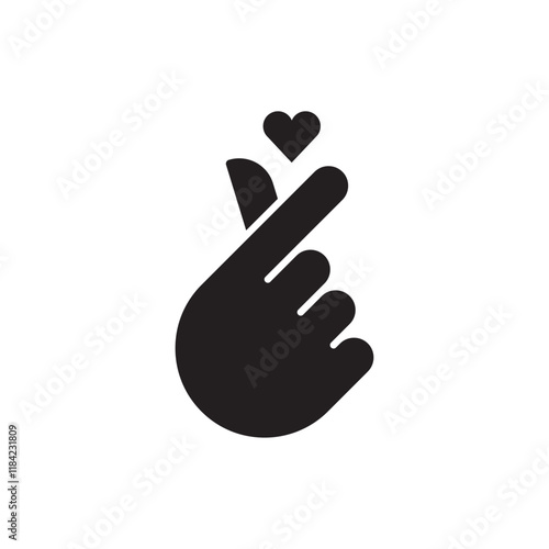 korean heart icon Line Art Logo set