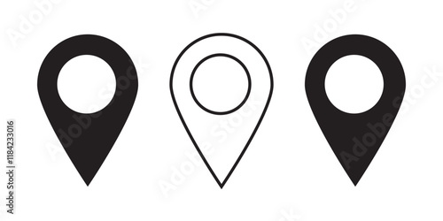 Location map pin icons set. Modern map marker collection. Pinpoint. Location pin icon. Map pin place marker. Map marker pointer icon. GPS location symbol. transparent background