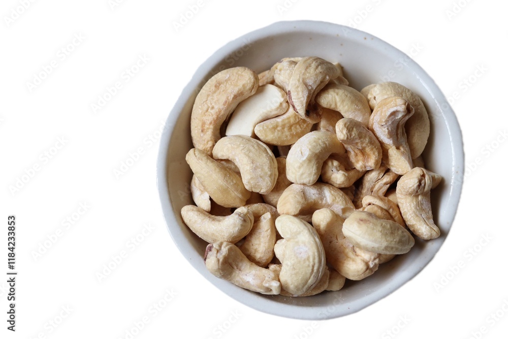 Cashew nut seed snack fruit on white background Cashew nut seed snack fruit on white background