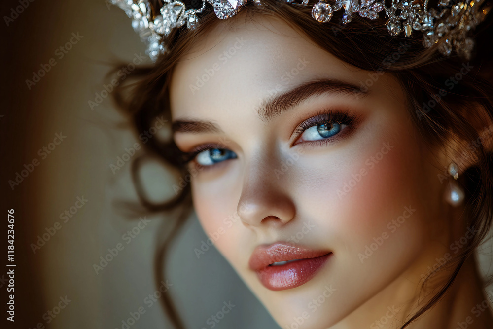 Fototapeta premium Generative ai photo of a fascinating woman beauty contest winner, generative AI