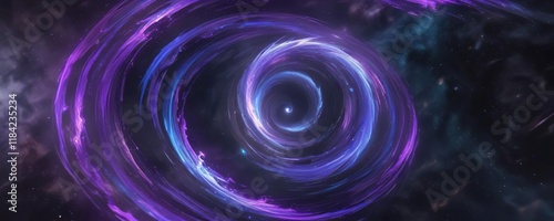 Holographic purple-blue texture of a swirling vortex in space, mystical, texture, vortex photo