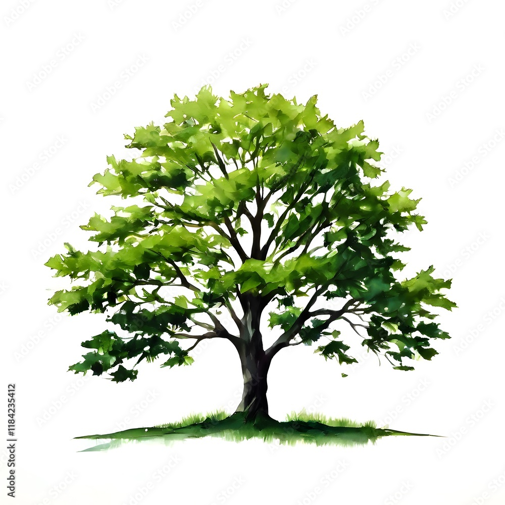 Obraz premium A beautiful green bush tree isolated on a white background