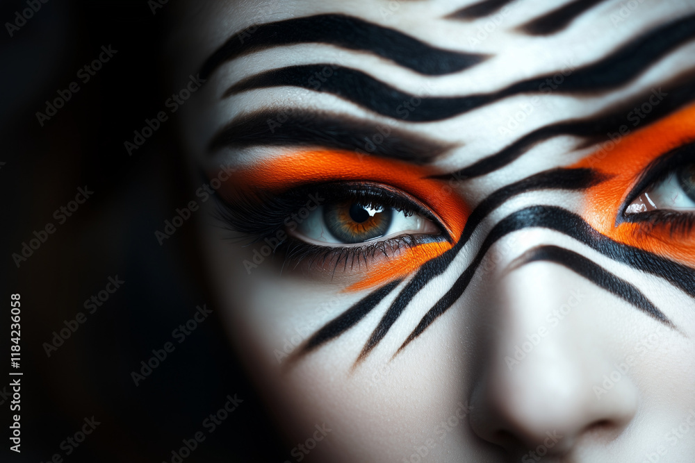 Woman Exotic Zebra Makeup Woman Exotic Zebra Makeup