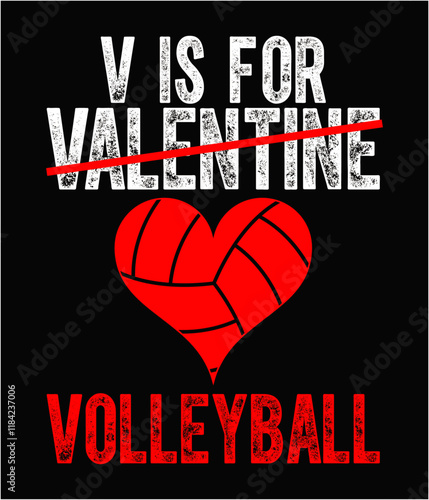 V is for Valentine Volleyball Valentine's Day printable cut file.