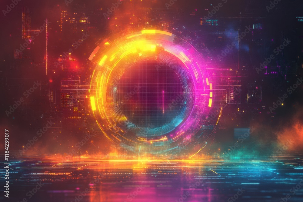 Obraz premium A futuristic digital technology photo of business networking icon concept as show symbolizing growth in financial health or sustainability. Bright tone, pastel background.