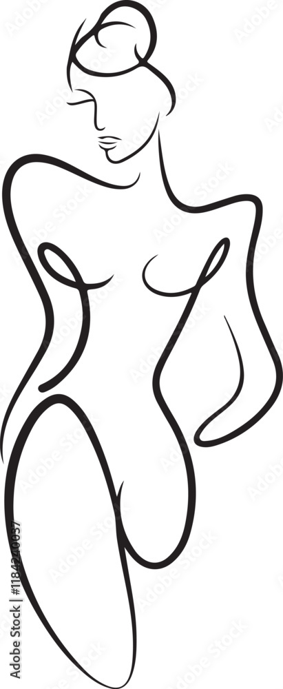 Modern Minimalist Line Art of a Woman’s Silhouette Modern Minimalist Line Art of a Woman’s Silhouette