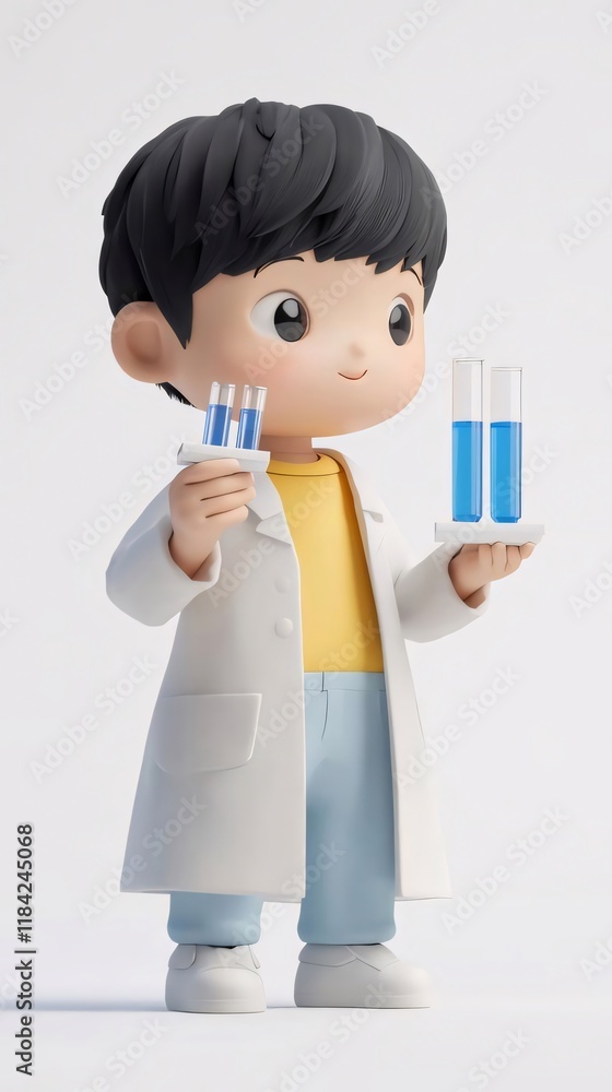 Child scientist holds test tubes; lab; science. Child scientist holds test tubes; lab; science.
