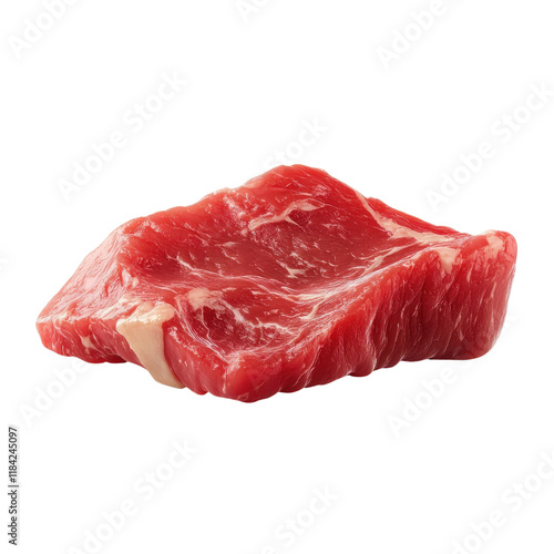 Fresh cut of marbled raw beef on a white isolated background, perfect for culinary themes and meat recipes. photo