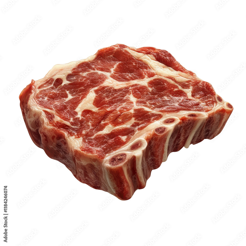 Raw marbled beef ribeye steak on a white isolated background, showcasing its rich texture and color, ideal for culinary presentations. Raw marbled beef ribeye steak on a white isolated background, showcasing its rich texture and color, ideal for culinary presentations.