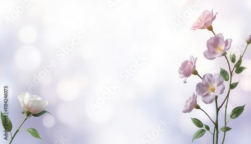 Soft lavender and blue funeral flyer template background with subtle floral and nature motifs