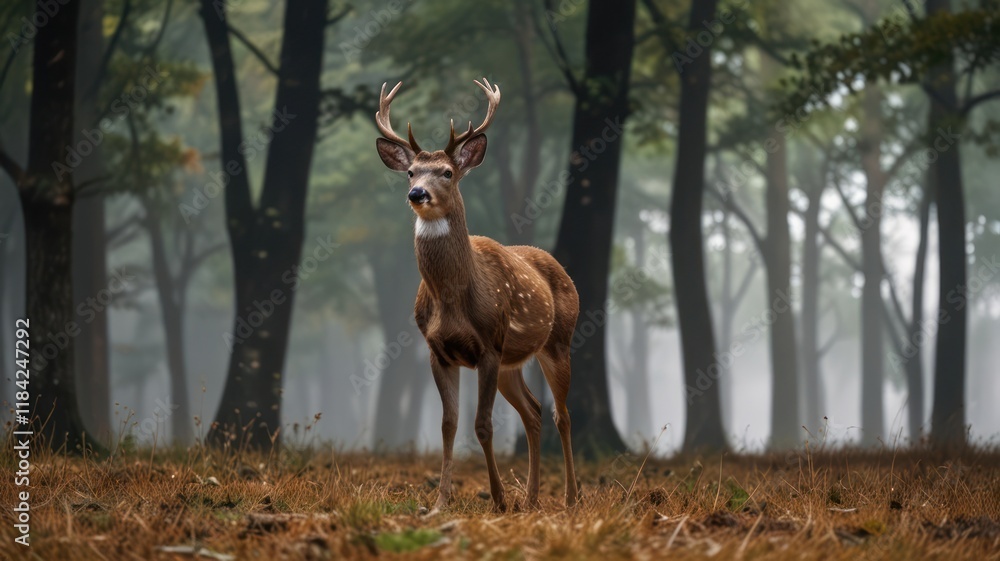 Majestic deer in a misty forest. (1) Majestic deer in a misty forest. (1)