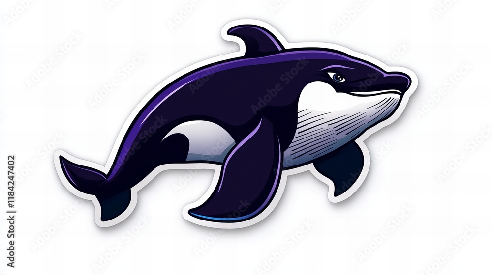 Fototapeta premium Sleek orca illustration. Dark purple and white design. Perfect for marine-themed projects.