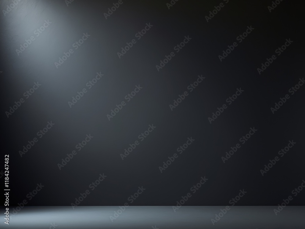Empty Dark Room with Sleek Black Gradient Backdrop for Product Showcases. Empty Dark Room with Sleek Black Gradient Backdrop for Product Showcases.