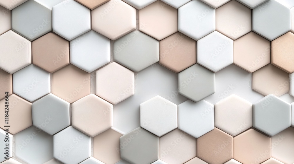 Fototapeta premium Neutral-Toned Hexagonal Tile Pattern with Geometric Elegance and Minimalist Appeal