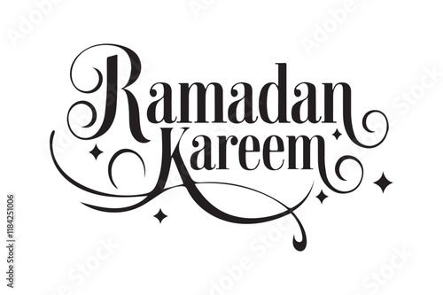 Ramadan kareem typography vector art isolated on white background. Islamic greeting text in english for holy ramadan. Islamic background design with star.