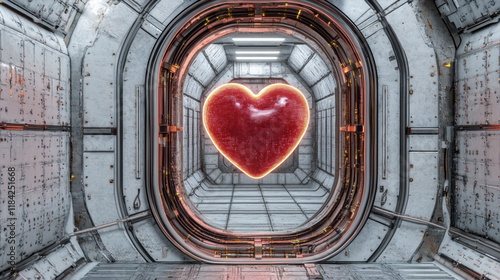 Wallpaper Mural Digital heart, A digital heart located inside a robotic chest cavity, symbolizing the fusion of technology and emotion in a futuristic design. Torontodigital.ca