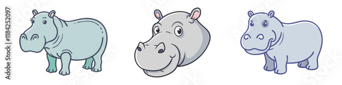 hippo vector icon, animals vector illustration - simple illustration of hippo perfect for logos, and animals-themed designs.