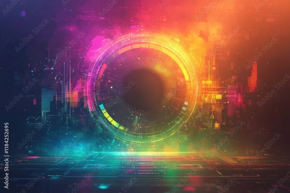 Obraz premium A futuristic digital technology photo of business networking icon concept as show symbolizing growth in financial health or sustainability. Bright tone, pastel background.