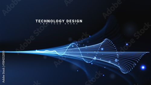Abstract blue light lines stretching on a dark background representing high speed movement, energy flow or large amount of data transmission, futuristic technology theme.