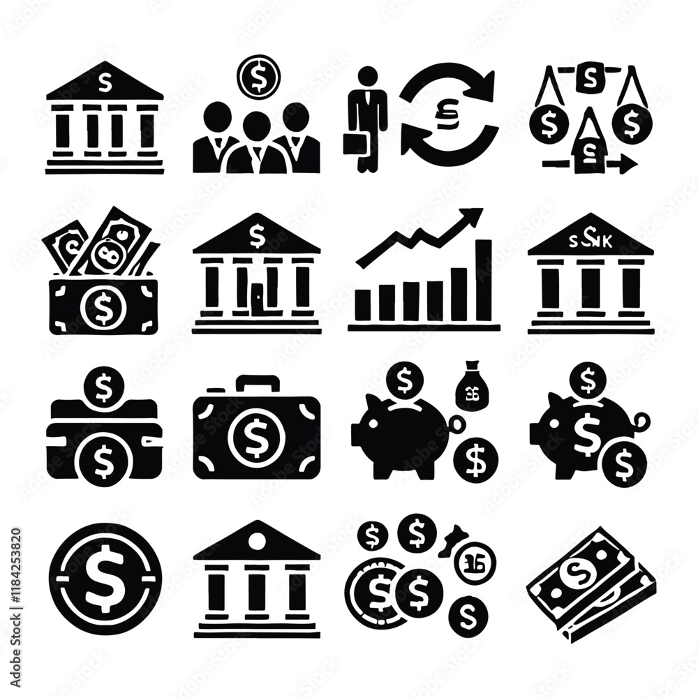 Fototapeta premium Finance icon design vector set on with white background