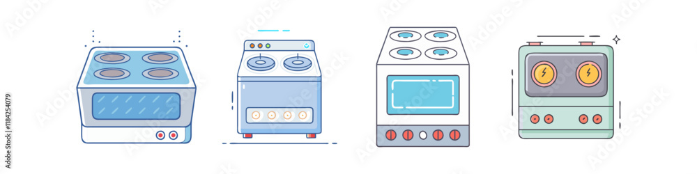 Fototapeta premium electric stove 01 vector icon, electronics vector illustration - simple illustration of electric stove 01 perfect for logos, and electronics-themed designs.