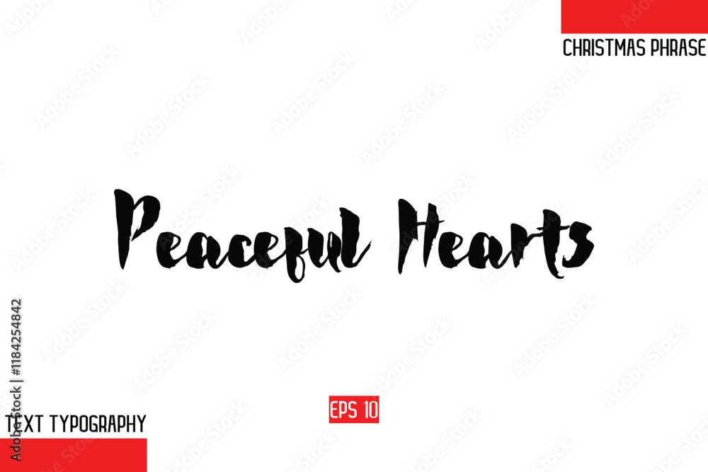 Modern Cursive Typography Text Of Christmas Gift Phrase Peaceful Hearts Modern Cursive Typography Text Of Christmas Gift Phrase Peaceful Hearts