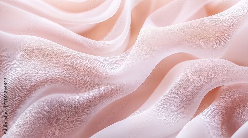 Soft pink fabric flows gracefully, creating gentle waves and del Soft pink fabric flows gracefully, creating gentle waves and del
