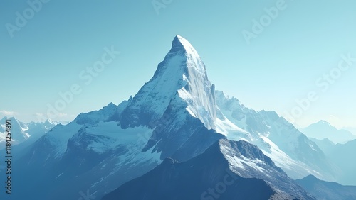 Minimalist Mountain Peak, Serene Blue Sky Travel Inspiration - Breathtaking Alpine Scenery photo